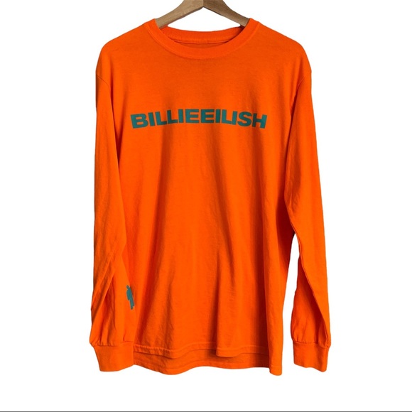 Billie Eilish Don't Smile At Me Neon Orange Longsleeve Shirt - Picture 1 of 5